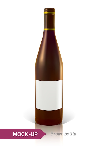 Vector realistic brown bottles of wine or cocktail