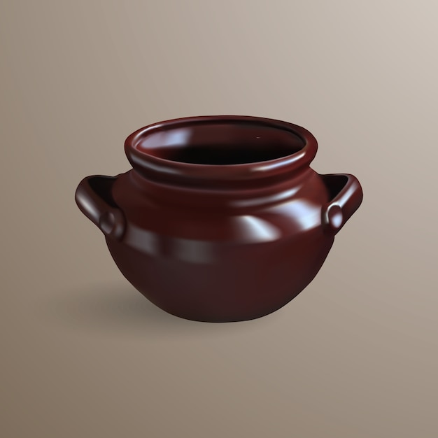 Vector realistic brown clay pot