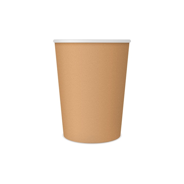 Realistic brown coffee paper cup vector package