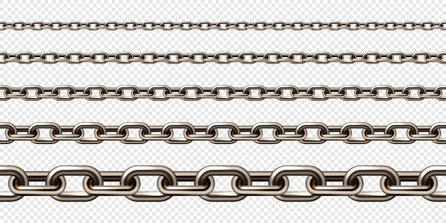 Realistic brown metal chain with old rusty links heavy steel chain for industrial use vector