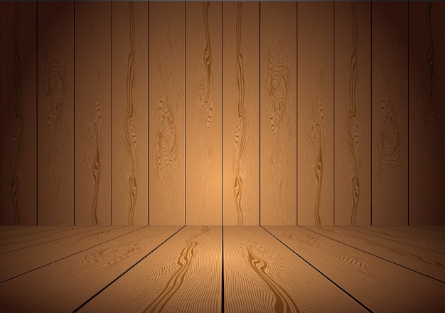 Vector realistic brown wooden room background