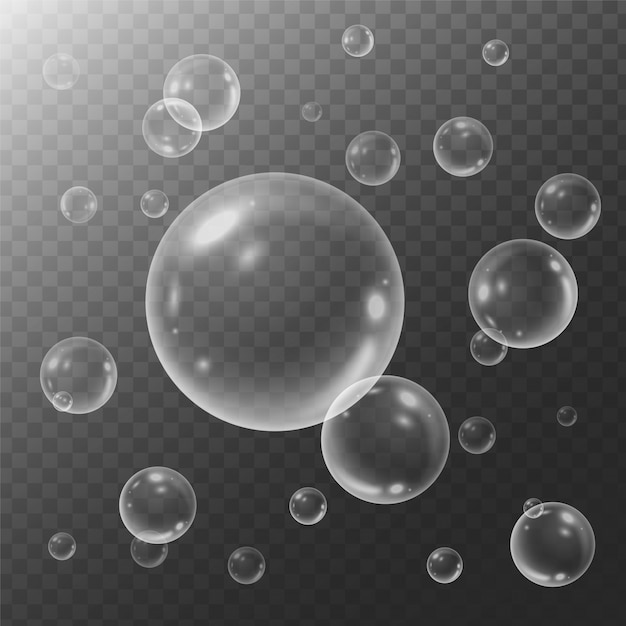 Collection Of Realistic Soap Bubbles Bubbles Are Located On A Transparent  Background Vector Flying Soap Bubble Bubble Water Glass Bubble Realistic  Stock Illustration - Download Image Now - iStock