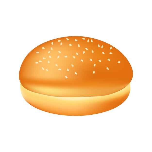 Realistic bun or bread with sesame for burger Illustration of food for shops and markets