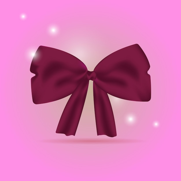 Realistic burgundy ribbon bow for hair or gift