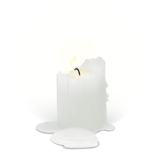 Vector realistic burning candle on a white background