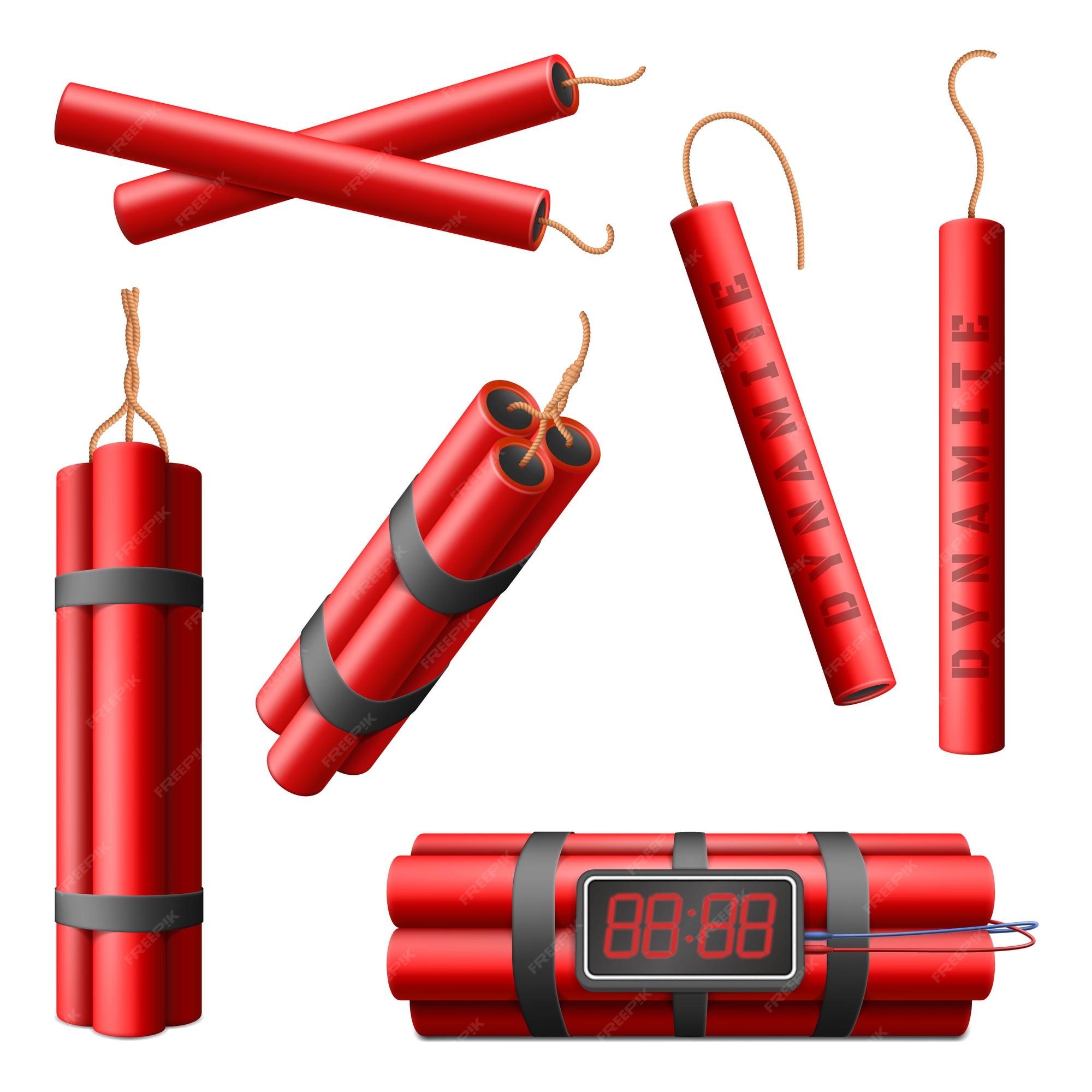 Premium Vector | Realistic burning dynamite bomb sticks 3d explosive red  bomb with explosion timer dynamite military weapon explosive red sticks  vector illustration set dynamite sticks power bang detonation