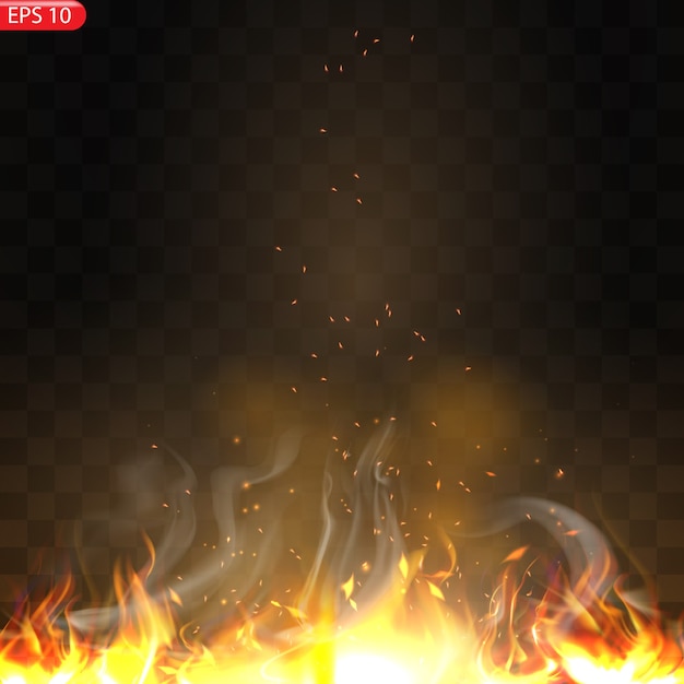 Realistic burning fire flames   effect with transparency  