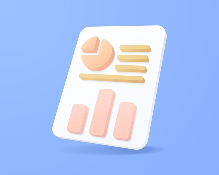 Vector realistic business report data 3d icon design concept