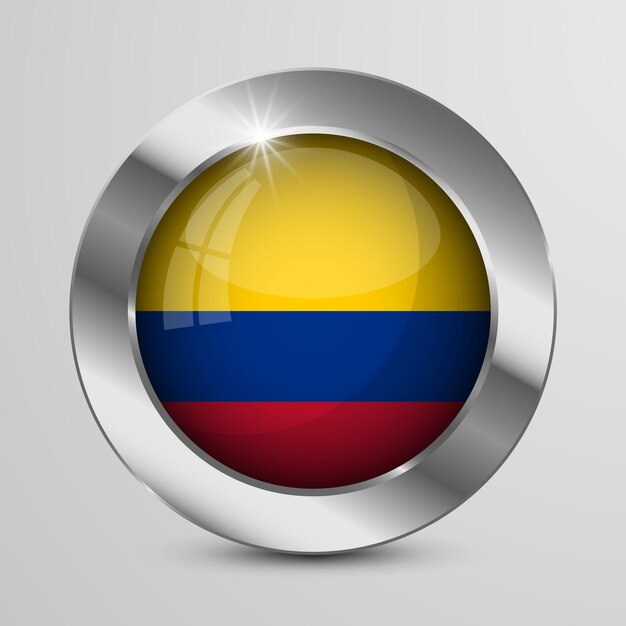 Vettore button realistico con la bandiera della colombia perfetto per qualsiasi uso