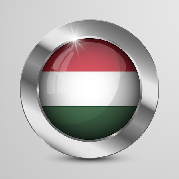 Vector realistic button with flag of hungary perfect for any use