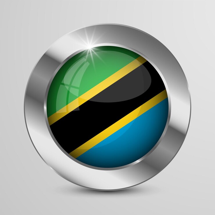 Realistic button with flag of Tanzania perfect for any use