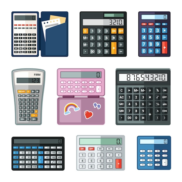 Vector realistic calculators set