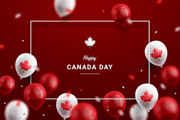 Vector realistic canada day balloons background