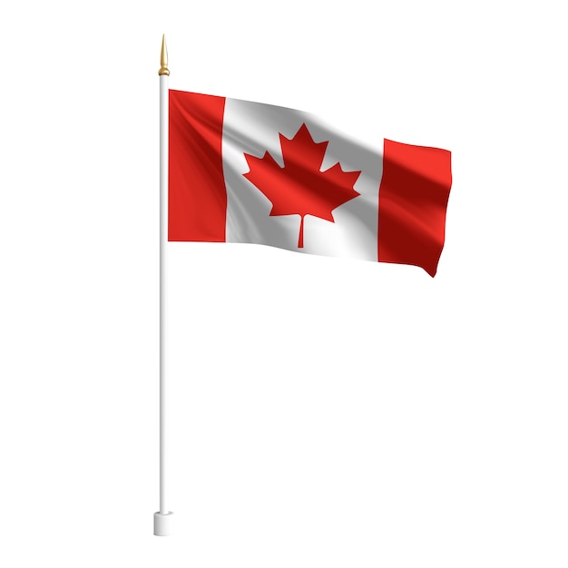 Реалистичный флаг Канады. развевающийся флаг