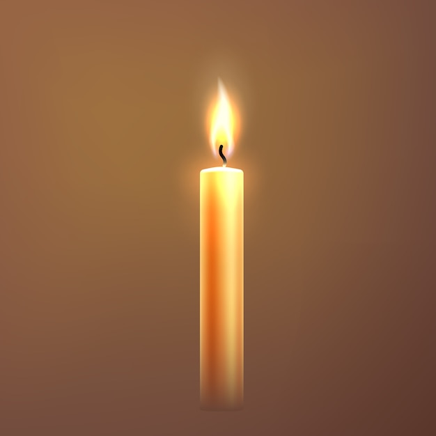 Realistic candle with flame festive symbol