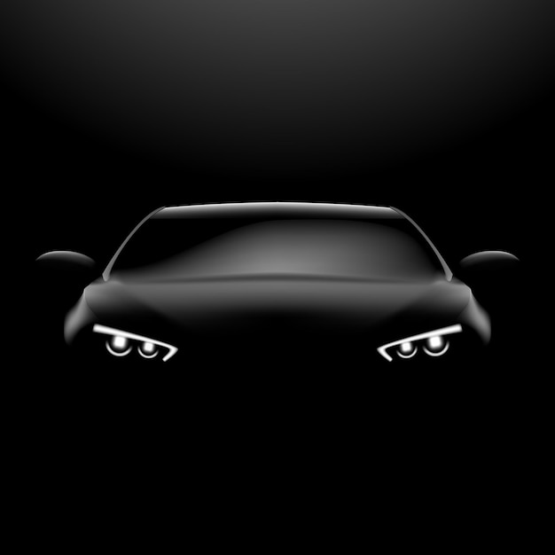 Vector realistic car in the dark front view