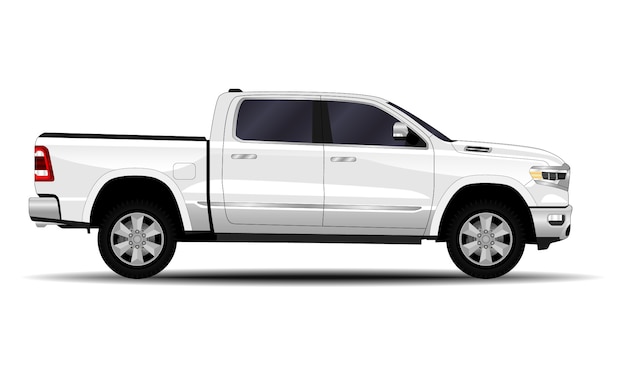 Vector realistic car. truck, pickup. side view