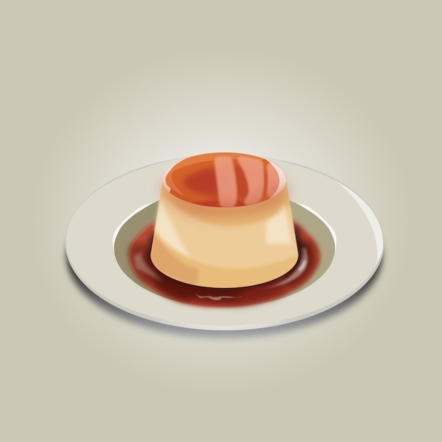 Realistic caramel custard pudding