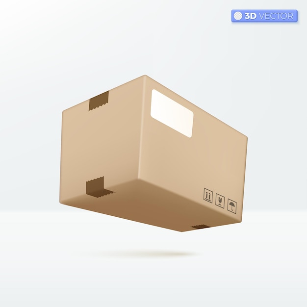 Realistic cardboard box icon symbols Blank white cube product packaging paper cardboard box carton packaging box mockup 3D vector isolated illustration design Cartoon pastel Minimal style