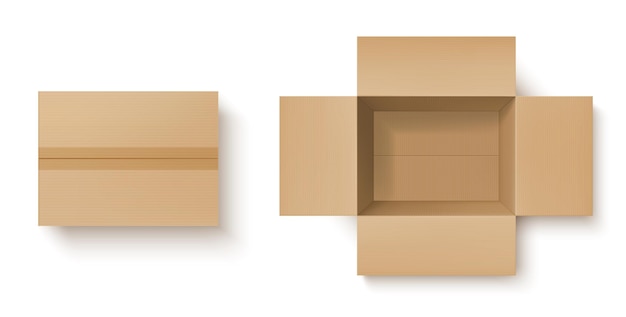 Vector realistic cardboard box mockup of delivery package