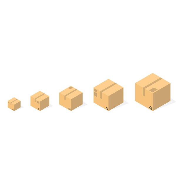 realistic cardboard box mockup set from side front and top view open and closed isolated