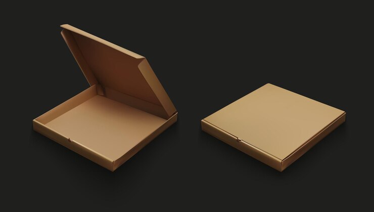 Vector realistic cardboard empty clear pizza box for branding