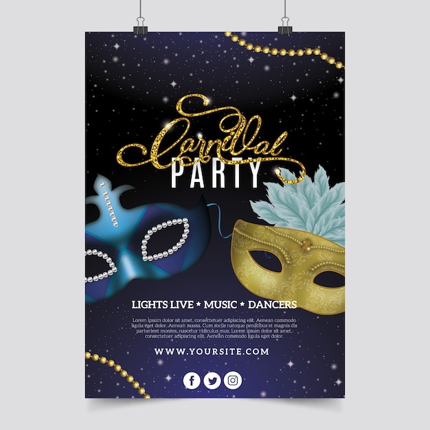 Vector realistic carnival party flyer template