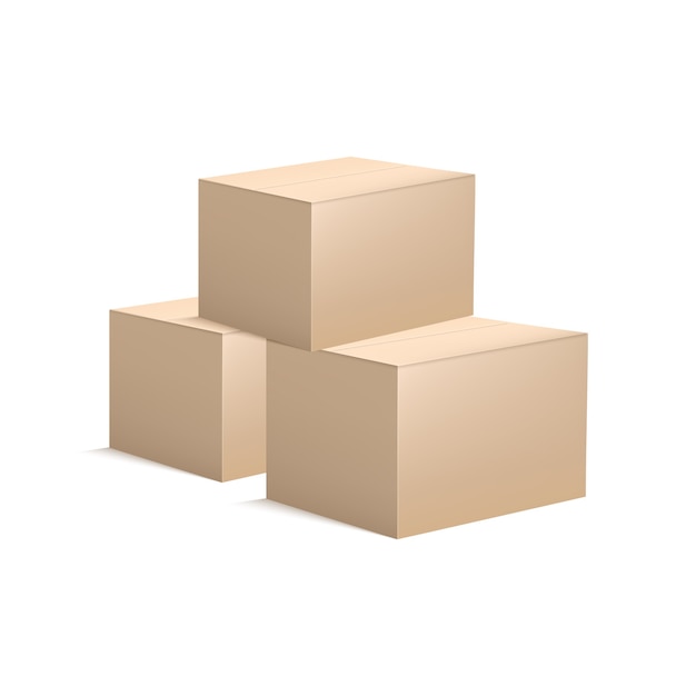 Vector realistic carton box isolated on white background.