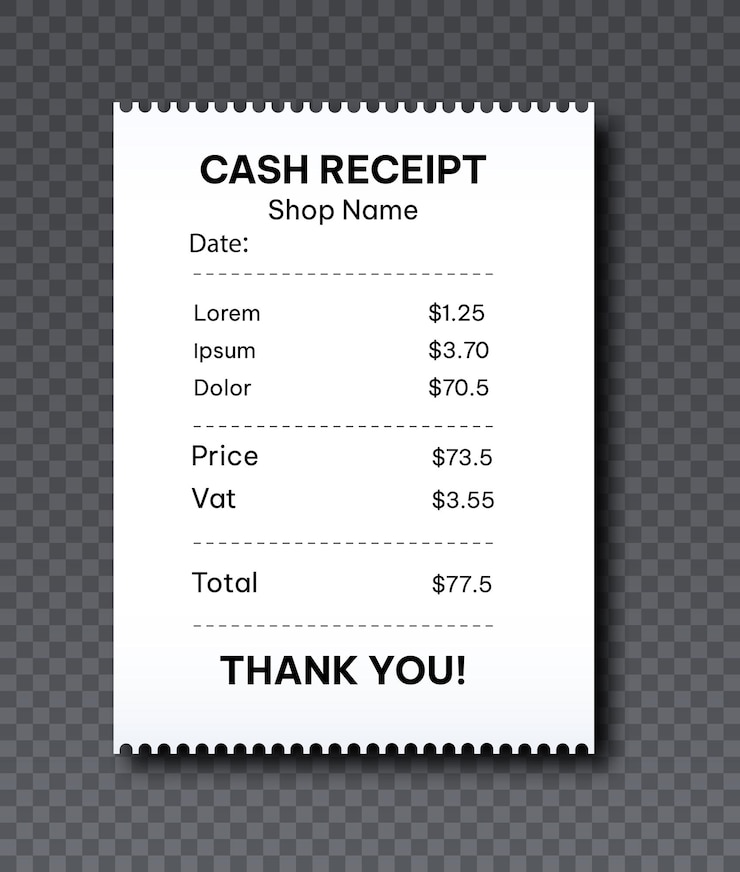 Vector realistic cash receipt