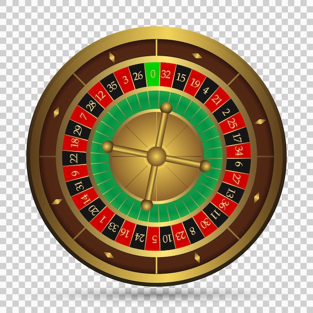 Realistic casino gambling roulette wheel isolated on transparent background