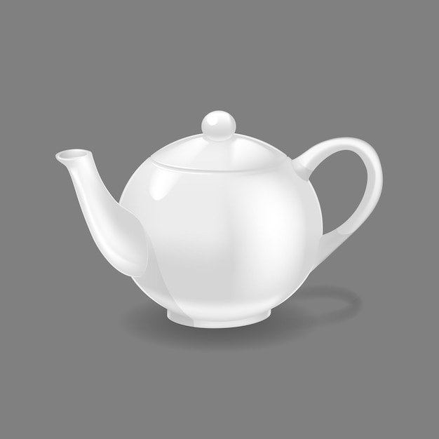Vector realistic ceramic ware kettle for making tea coffee sweet drinks