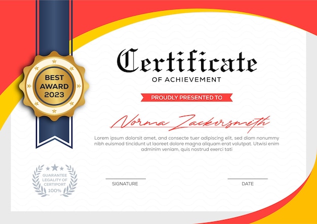 Realistic certificate design template