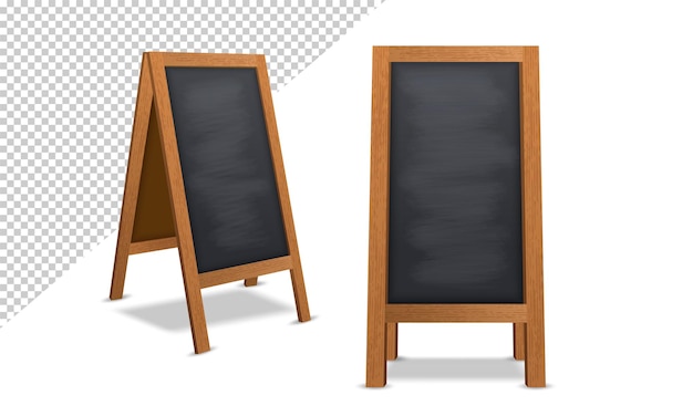 Realistic chalkboard with wooden frame isolated on transparent background