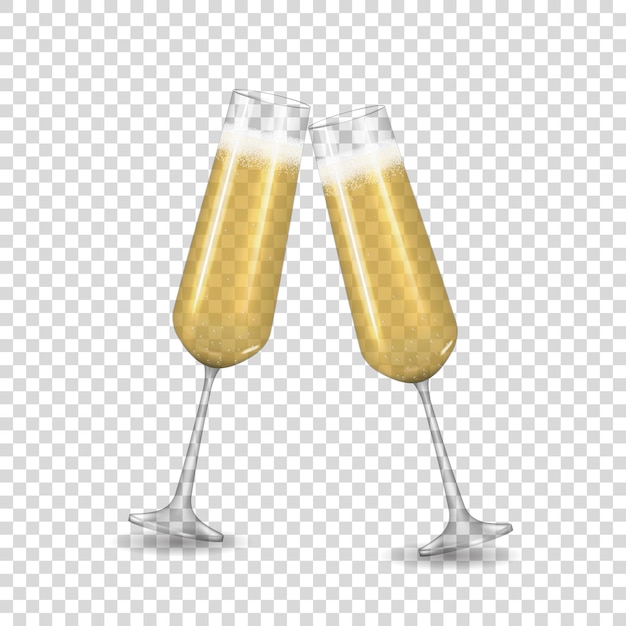 Vector realistic champagne golden glass