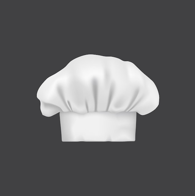 Realistic chef hat, cook cap and baker 3d toque