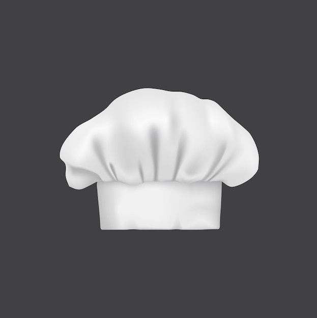 realistic chef hat, cook cap and baker 3d toque