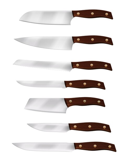 Realistic chef knife and kitchen knives