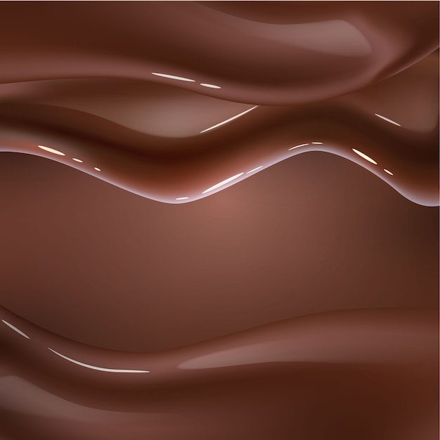 Вектор Реалистичный шоколадный жидкий фон волны