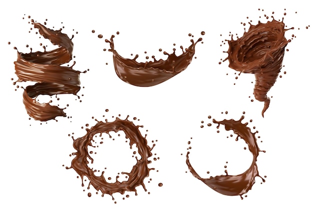 Vector realistic chocolate milk tornado swirl whirlwind