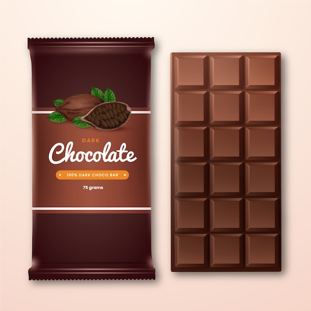 realistic chocolate packaging design template