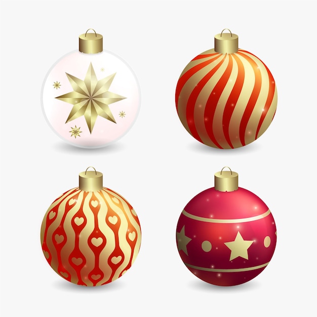 Vector realistic christmas ball ornaments collection