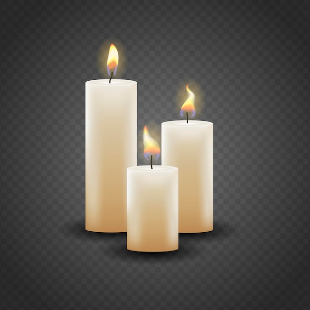 Vector realistic christmas candle collection