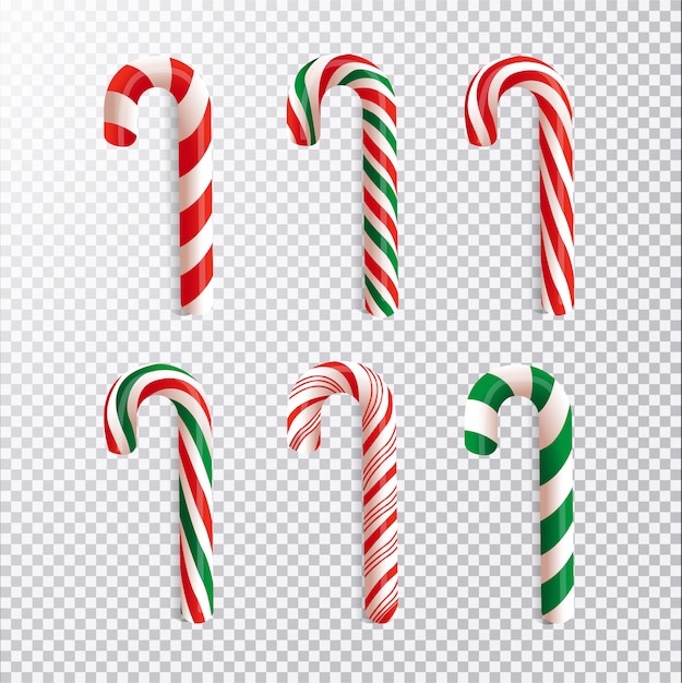 Realistic christmas candy cane collection