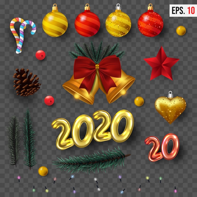 Vector realistic christmas elements collection