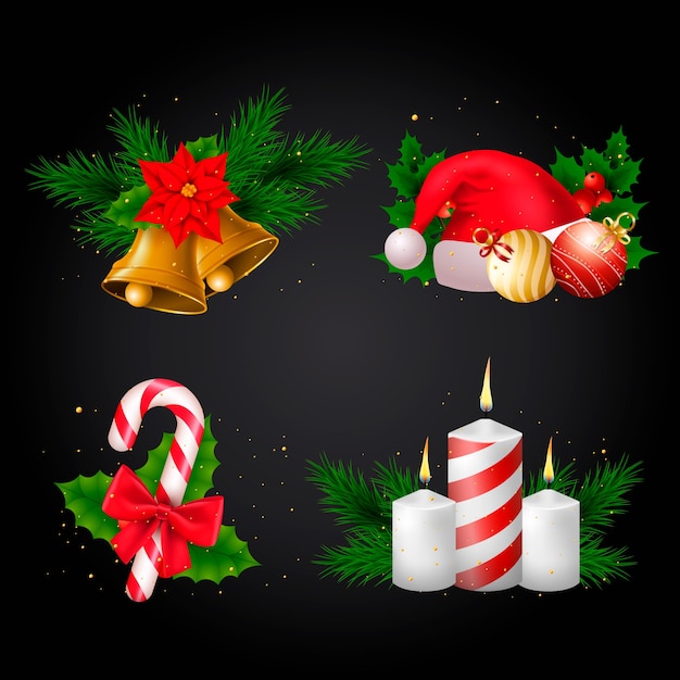 Vector realistic christmas elements collection