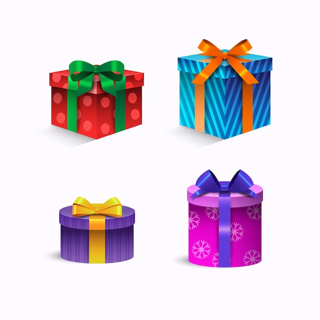 Vector realistic christmas gift collection