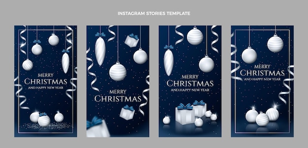 Realistic christmas instagram stories collection