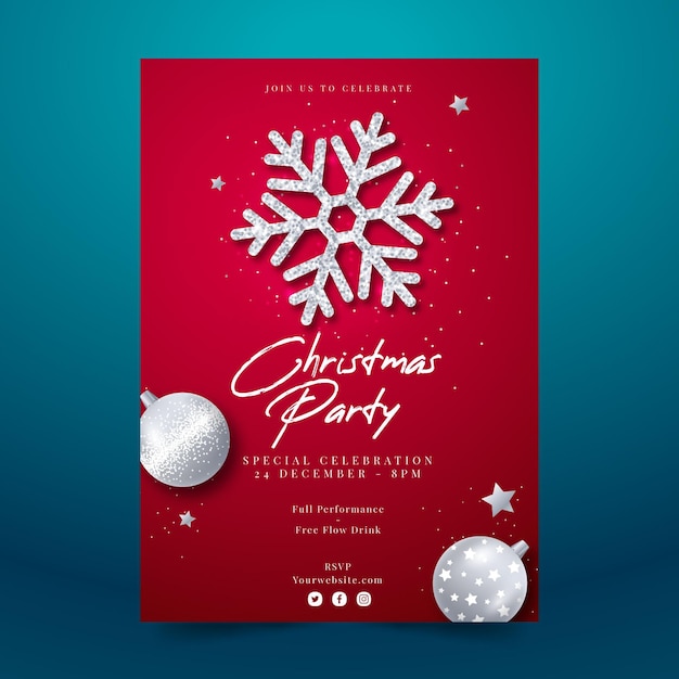 Vector realistic christmas party flyer template