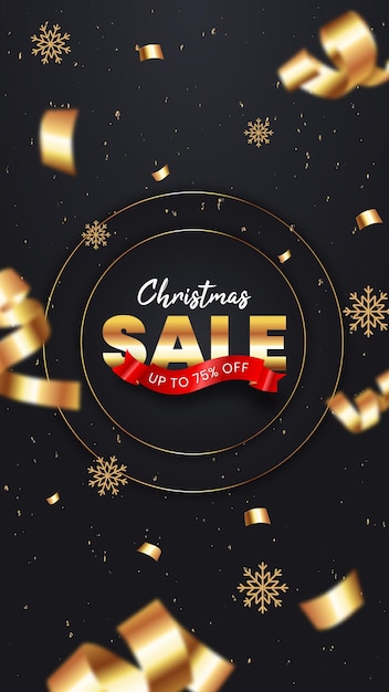 Реалистичные рождественские продажи instagram рассказы с украшениями