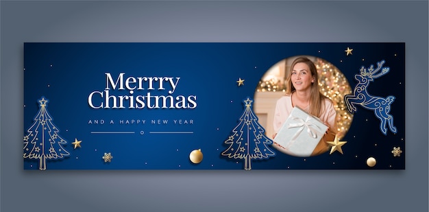 Vector realistic christmas twitter header